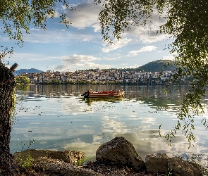 Jezioro Orestiada, Grecja, Kastoria, Kastoria Lake, Łódka