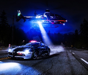 Helikopter, Samochód policyjny, Gra, Need for Speed Hot Pursuit Remastered