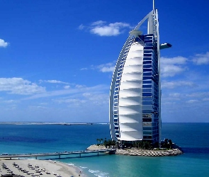 Hotel, Plaża, Morze, Burj Al Arab, Zjednoczone Emiraty Arabskie