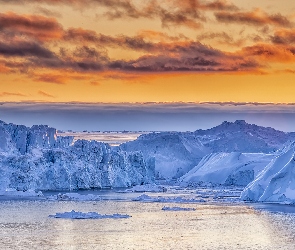 Niebo, Góry lodowe, Grenlandia, Morze