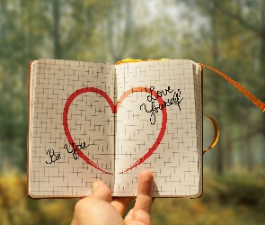 Miłość, Napis, Notatnik, Serce