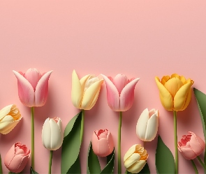 2D, Tło, Kolorowe, Kwiaty, Tulipany, Różowe