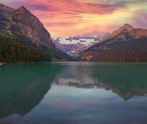Kolorowe, Lake Louise, Góry, Jezioro, Alberta, Niebo, Kanada, Park Narodowy Banff