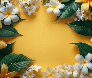 Kwiaty, Liście, Plumeria