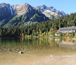 Słowacja, Tatry Wysokie, Popradzki Staw, Jezioro, Schronisko, Góry