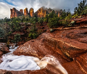 Arizona, Potok, Skały, Stany Zjednoczone, Sedona
