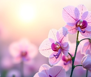Kwiaty, Grafika, Orchidea, Storczyk, Różowe