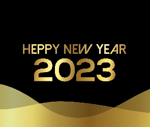 Tło, Czarno-złote, Nowy Rok, 2023, Data, Życzenia