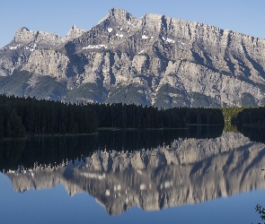 Kanada, Park Narodowy Banff, Two Jack Lake, Jezioro, Góry, Mount Rundle