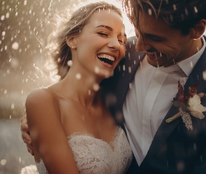 Para, Mężczyzna, Kobieta, Śmiech, Młoda