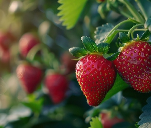 Grafika, Zbliżenie, Truskawki