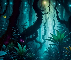 Rośliny, 2D, Grafika, Drzewa, Dżungla