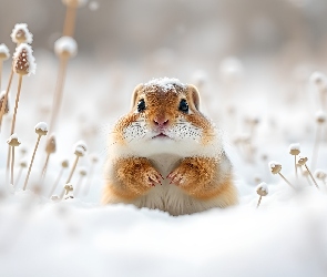 Śnieg, Grafika, Suseł