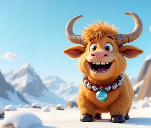 AI, Śnieg, Uśmiechnięty, Jak, Wesoły, Góry