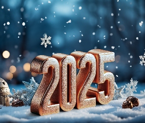 Grafika, Lampion, 2025, Nowy Rok, Zima, Śnieg
