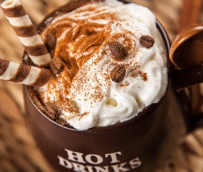 Bita śmietana, Deser, Cynamon, Łyżeczka, Kubek