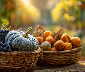 Winogrona, Grafika AI, Owoce, Kosze, Dynia