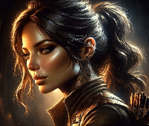 Grafika, Strzały, Łuk, Kolczyk, Dziewczyna