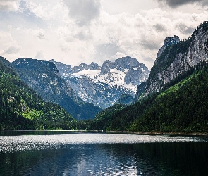 Lasy, Zielone, Góry Dachstein, Austria, Jezioro, Gosauseen