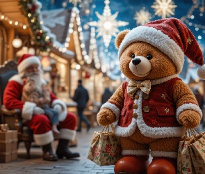 Jarmark, Zakupy, Zabawki, Świąteczne, Pluszowy, Miś