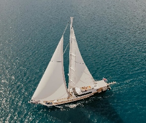 Żaglówka, Żagle, Białe, Morze, Płynąca