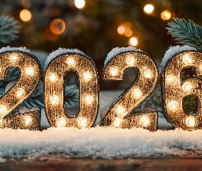 Nowy Rok, Grafika AI, Świerk, Zima, 2026