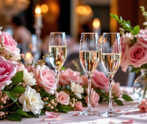 Róże, Grafika AI, Kieliszki, Bukiety, Kwiaty