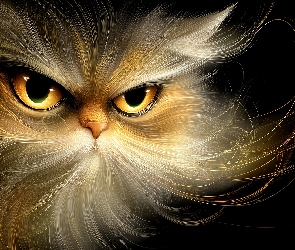 Grafika AI, Wąsy, Żółte, Kot, Oczy, Długie