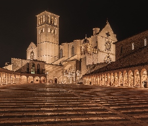 Asyż, Noc, Bazylika Św Franciszka, Kościół, Włochy