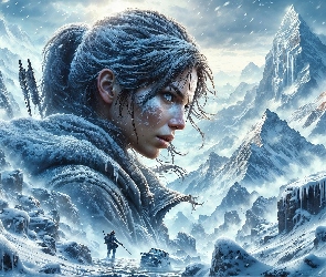 Misja, Grafika AI, Góry, Zima, Lara Croft