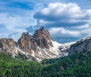 Niebo, Chmury, Alpy, Włochy, Góry, Dolomity