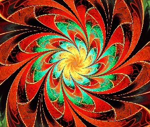 Spirala, Zielony, Czerwony, Kolory, Fraktal