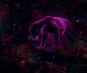 AI, Magenta, Czarna, Pantera, Neon, Kolor