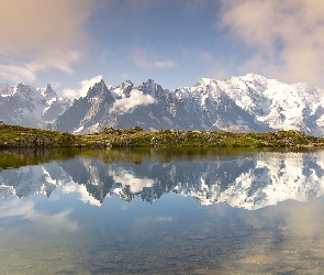 Francja, Chamonix, Cheserys, Jezioro, Góry, Alpy