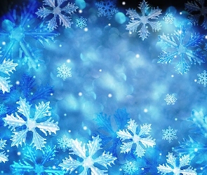 Niebieskie, Śniegu, Płatki, Tło