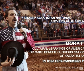 Sacha Baron Cohen, widownia, rodeo, śpiewa, Borat