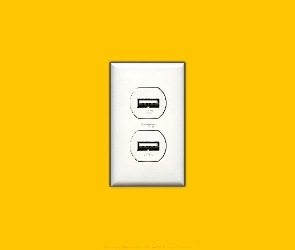 USB, Gniazdo, Żółte, Tło