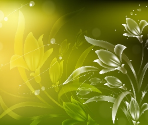 Zielone, Kwiatki, Tło