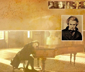 pianino, czarny strój, Gary Oldman