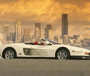 Miasto, Cabrio, Białe, Ferrari Testarossa