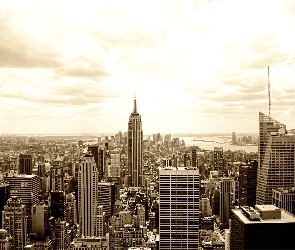 Empire State Building, Jork, Drapacze, Miasto, Chmur, Nowy