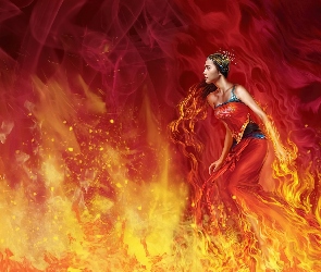 Kobieta, Fantasy, Ogień, Płomienie