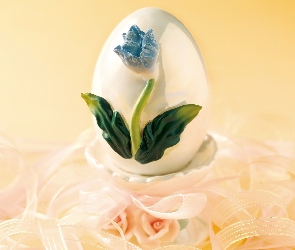 Wielkanocne, Kwiatek, Niebieski, Jajo