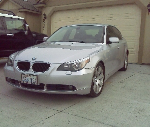 BMW 5, Dom, Podjazd, E60, Srebrne