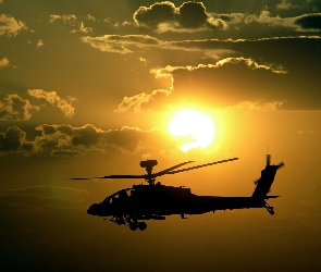 Helikopter, Słońca, Zachód