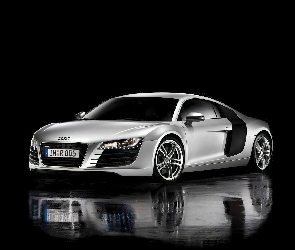 Audi R8, Odbicie, Asfalt, Mokry