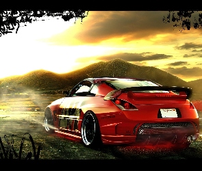 Nissan 350Z, TUNING, Czerwony