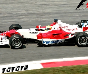 spojler, koła, bolid, Formuła 1, opony, kask