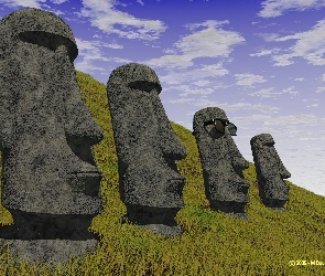 Maoi, Posągi, Wielkanocna, Wyspa, Rapa, Nui