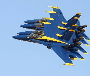 Czterej, Boeing F/A 18-Hornet, Blue, Angels, Wspaniali
